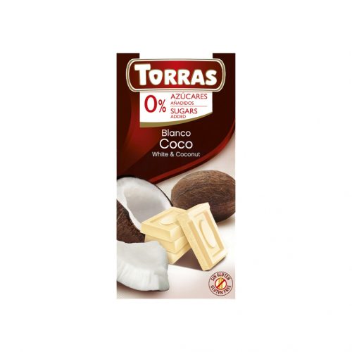 Torras glutén-és cukormentes fehércsokoládé kókusz 75g