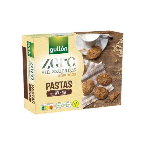 Gullón pastas zero magas rosttartalmú kakaós zabkeksz hozzáadott cukor nélkül 300 g