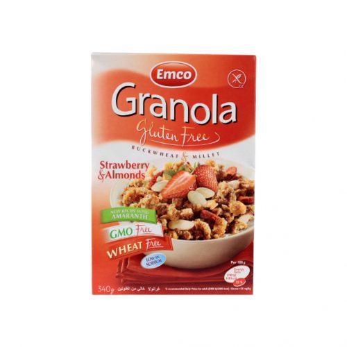 Emco gluténmentes granola eperrel és mandulával, dobozos 340g