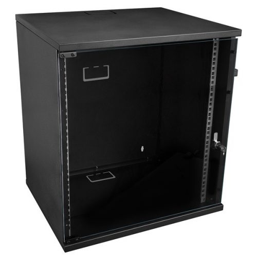 S-link rackszekrény - 12u 19" fali kivitel (540x530x400mm, flatpack, fekete)