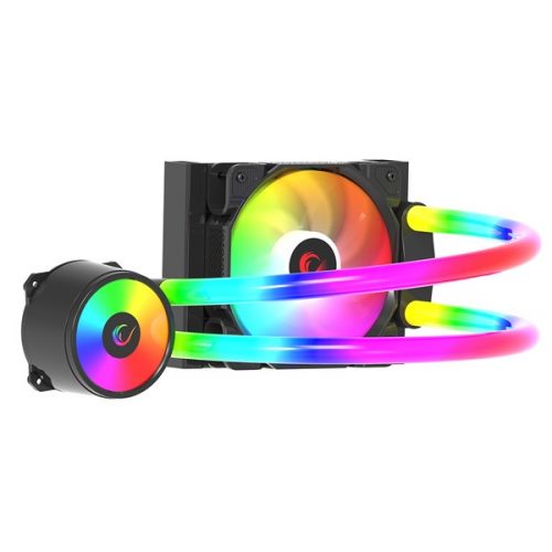 Rampage cpu water cooler - iceblade c4 (23db max., 115,53 m3/h; 12cm, a-rgb led, fekete)