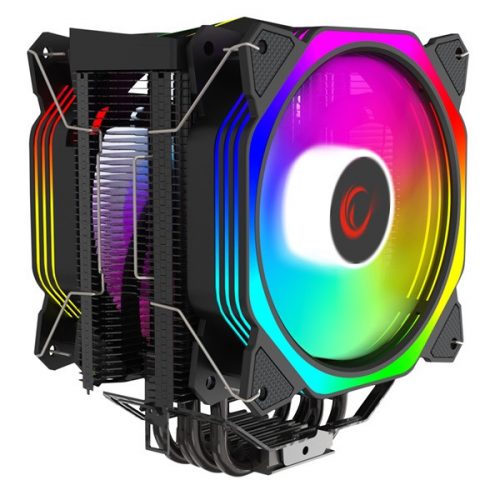 Rampage cpu cooler - octagon c60 (max db, 96,84 m3/h, 4 pin csatlakozó, 2x12cm, a-rgb, led)