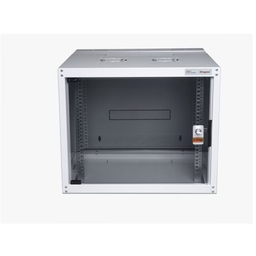 Legrand rackszekrény - 19" fali kivitel (9u, 495x600x450, szürke,egyrekeszes, üvegajtós, készre szerelt, max.65 kg)