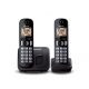 Telefon, vezeték nélküli, telefonpár, PANASONIC "KX-TGC212PDB Duo, fekete