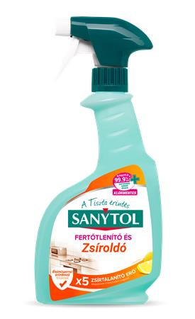 Konyhai fertőtlenítő- és zsíroldó spray, 500 ml, SANYTOL