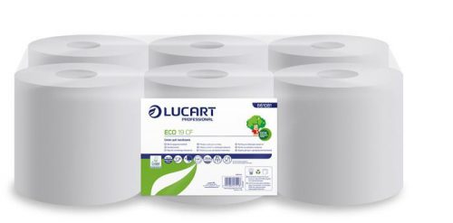 Kéztörlő, tekercses, 2 rétegű, LUCART "Eco CF 19", fehér