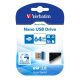 Pendrive, 64GB, USB 3.2, 80/25MB/s, VERBATIM "Nano"